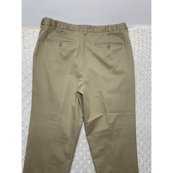 Land End Men Khaki Pants 38x33 Beige Pleated Traditional Fit‎ Straight Cuffs - Picture 5 of 14
